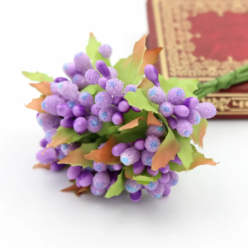 2/набор, мини стеклянный бутон с тычинками, искусственный цветок, букет для украшения свадьбы, сделай сам, венок, подарок, скрапбукинг, ремесло, цветок - Цвет: purple