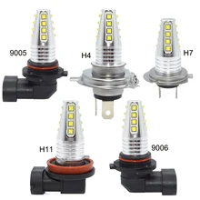 2 шт. светодиодный Противотуманные фары Дневные Фары Светильник H7 светодиодный H8 H11 HB4/9006 HB3/9005 3200lm светодиодный Противотуманные фары дневные фары светодиодные лампы автомобиль белый 6000K Дневной светильник