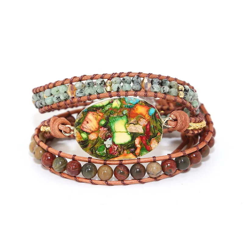 

Ammonite Fossils Seashell Snail Charm Handmade Wrap bracelet Ocean Reliquiae Conch Animal Boho Braied Bracelet for Men&women