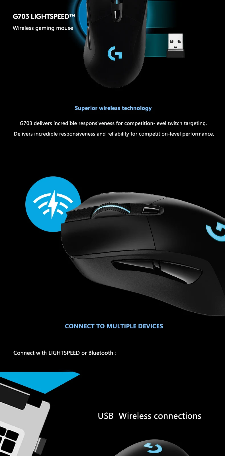 Logitech g703 lightspeed mouse de jogos sem fio