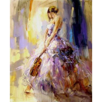 

Square/Round Drill,DIY Diamond Painting "Violin Beauty" 3D Embroidery Cross Stitch Mosaic Full Picture Of Rhinestone Decoration