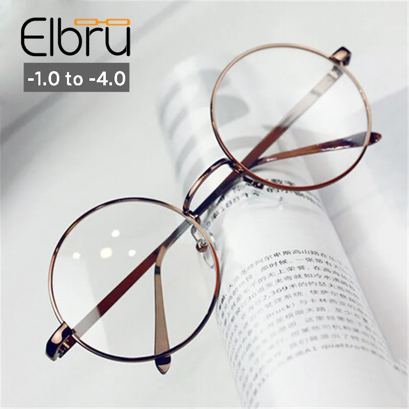 Оптическое стекло Elbru 1 5 2 0 3 4 для близорукости металлическая круглая оправа
