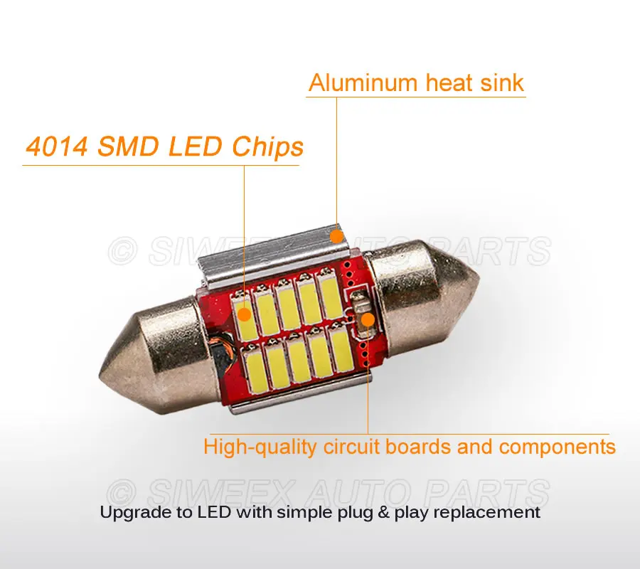 Гирлянда 31 мм 36 39 41 led авто 10 SMD 4014 Ошибка CANBUS супер яркий Купол гирлянда лампа