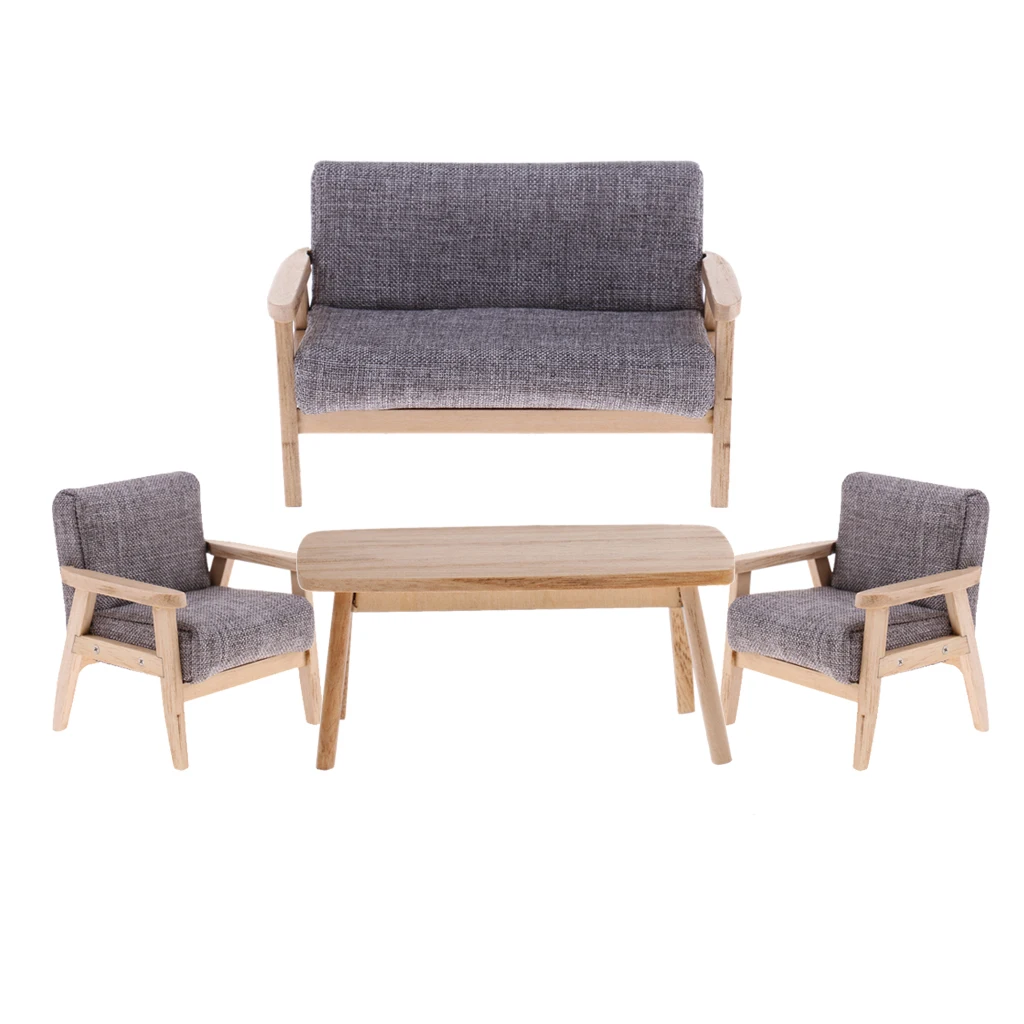 1:12 بيت الدمية المنمنمات الأثاث طاولة شاي واحدة مزدوجة أريكة مقاعد البدلاء المنزل البند