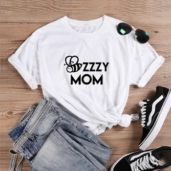 

ONSEME Crazy Mom Bee Shirt Graphic Tees Women Cute Top Summer Short Sleeve O-neck Womens Tshirts Casual Shirt Gift for Mom Q-799