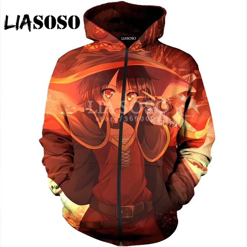 LIASOSO 3DPrint для женщин и мужчин KonoSuba God's Blessing On This Wonderful World пуловер с капюшоном