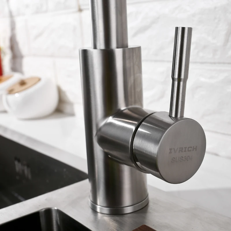 IVRICH SUS304 Stainless Pull Down Kitchen Faucet Dual Mode switchable Spout kitchen mixer pull out Sink kitchen tap VR0413