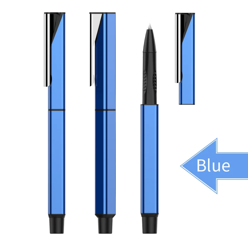 200 шт./партия,, металлическая гелевая ручка, выдвижная ручка на заказ с логотипом компании - Цвет: Blue