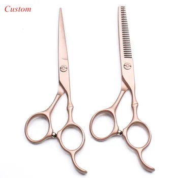 

Custom logo japan 440c 5.5 6 inch bamboo hair scissors salon cutting barber makas haircut thinning shears hairdressing scissors