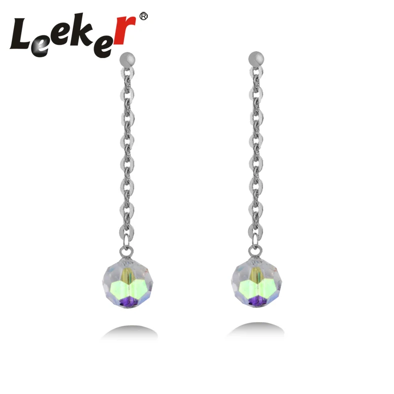 

LEEKER Vintage Jewelry Crystal Drop Earrings Women Long Line Wedding Earings LK9