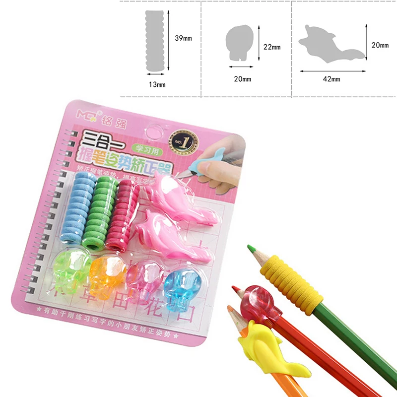 

New Lovely 9pcs/lot Comfort Soft Foam Pen Pencil Grips Pen Control Pupil Handwriting Aid Kids Children School Stationery tools