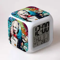 Харли Квинн и Джокер фигурку светодио дный будильник красочные Light Touch Отряд Самоубийц Кино фигурка настольные часы игрушки