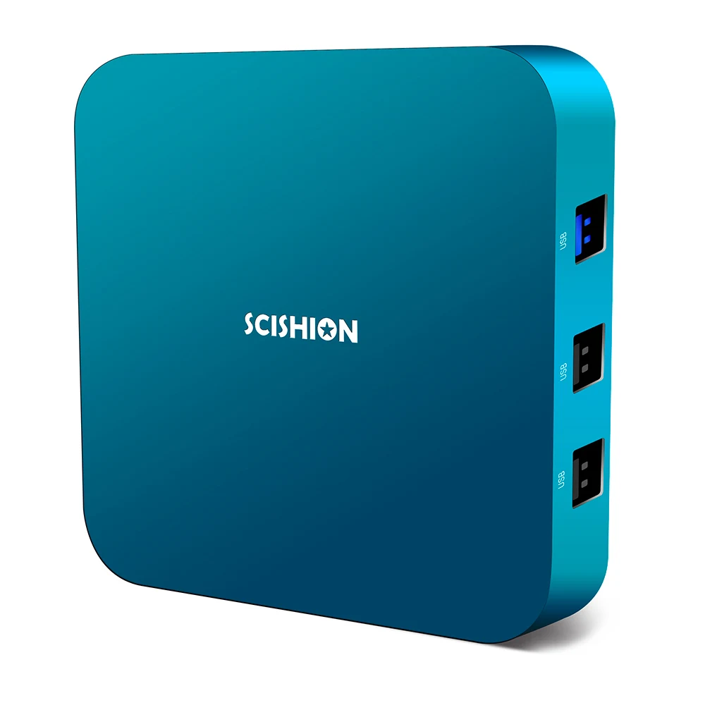 SCISHION AI One Android 8,1 Smart tv Box 2 Гб 16 Гб WiFi телеприставка Bluetooth 4,0 Rockchip 3328 медиаплеер с голосовым управлением