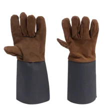 Перчатки сварщика из коровьей кожи, анти-Жаростойкие пожаробезопасные рабочие перчатки для сварки, переноски строителя, защита рук, двойной удлиненный