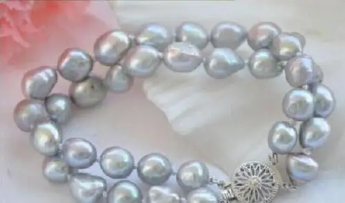 

FREE SHIPPING HOT sell new Style >>>> 11-12mm double strands south sea silver grey pearl bracelet 7.5"-8