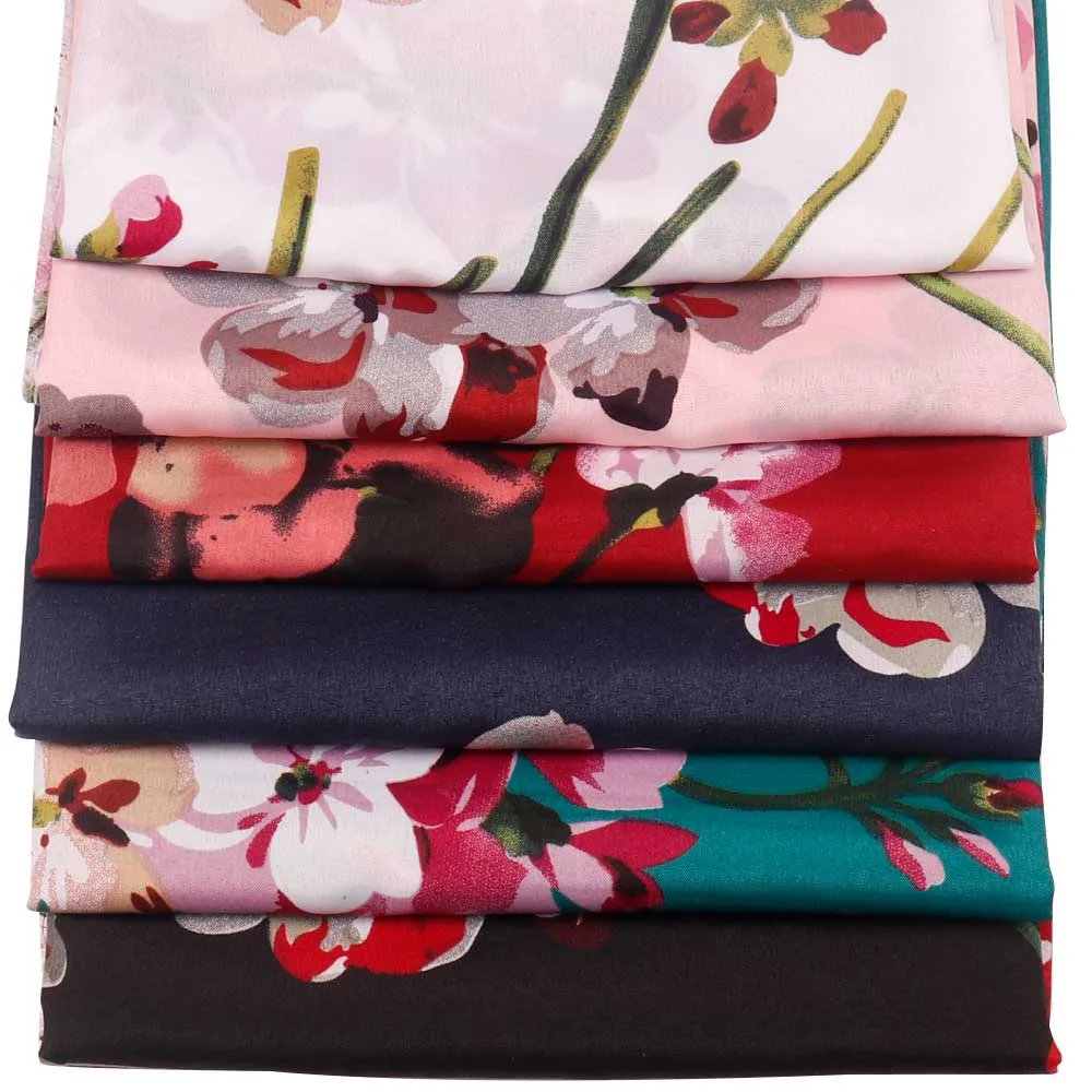 45*150 см тонкая ткань полиэстер ткань с цветочным принтом Великолепная ткань DIY платье одежда роскошный мягкий домашний текстильный занавес материал