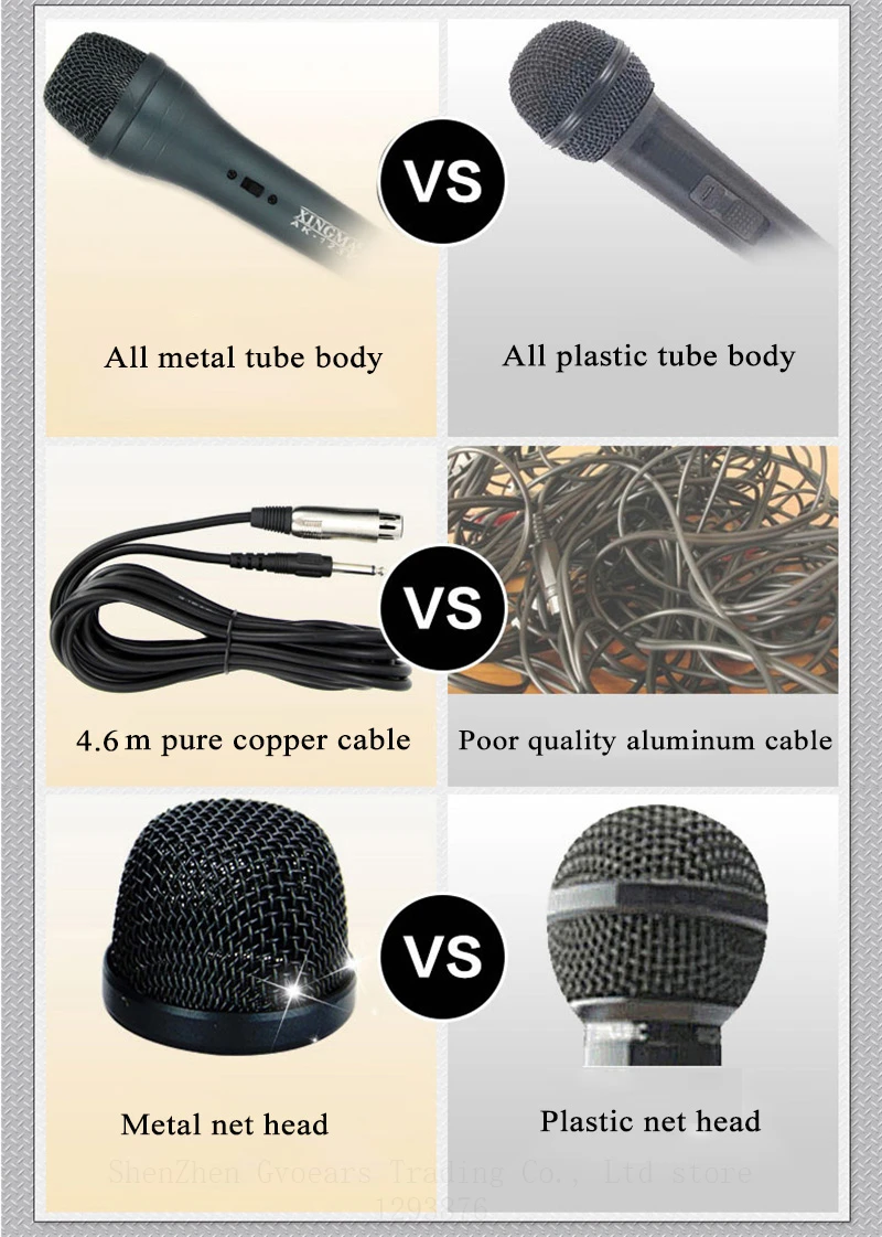 Профессиональный ручной микрофон XINGMA AK-123K, длинный кабель, чистый вокальный сетчатый предохранитель, динамический металлический проводной микрофон для караоке KTV