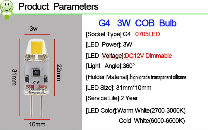 G4 3W 6W COB 22