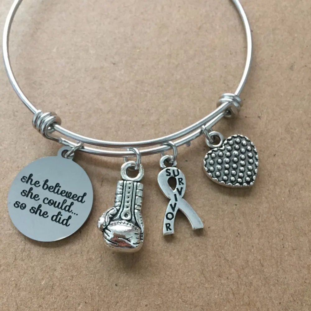 ribbon breast cancer bangle