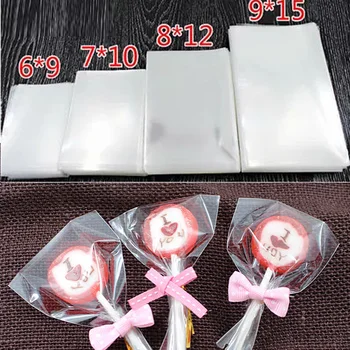 

500pcs- Flat Open Top Transparent Plastic pouch Lollipop Chocolate cake cookie packaging bag - Muti sizes available