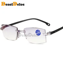 Rimless Diamond Trimming Reading Glasses+1.0 +1.50 +2.0 +2.50 +3.0 +4.0 For Men Women Elderly Anti Blue Light Reading Glass
