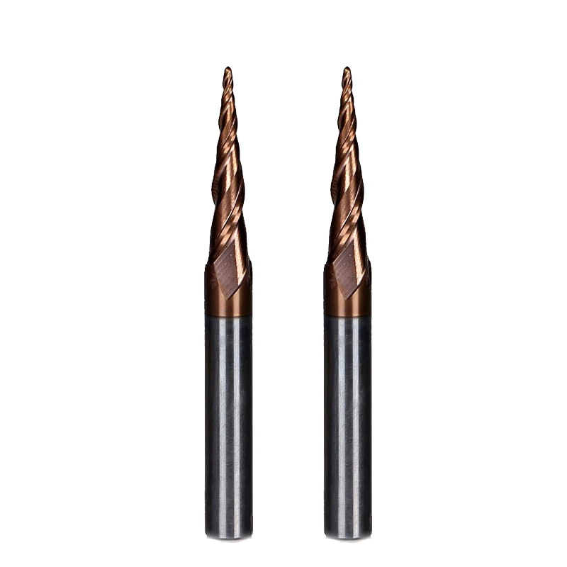 

2PCS R0.5*D6*20*50L*2F HRC55 Tungsten solid carbide Coated Tapered Ball Nose End Mills taper and cone endmills