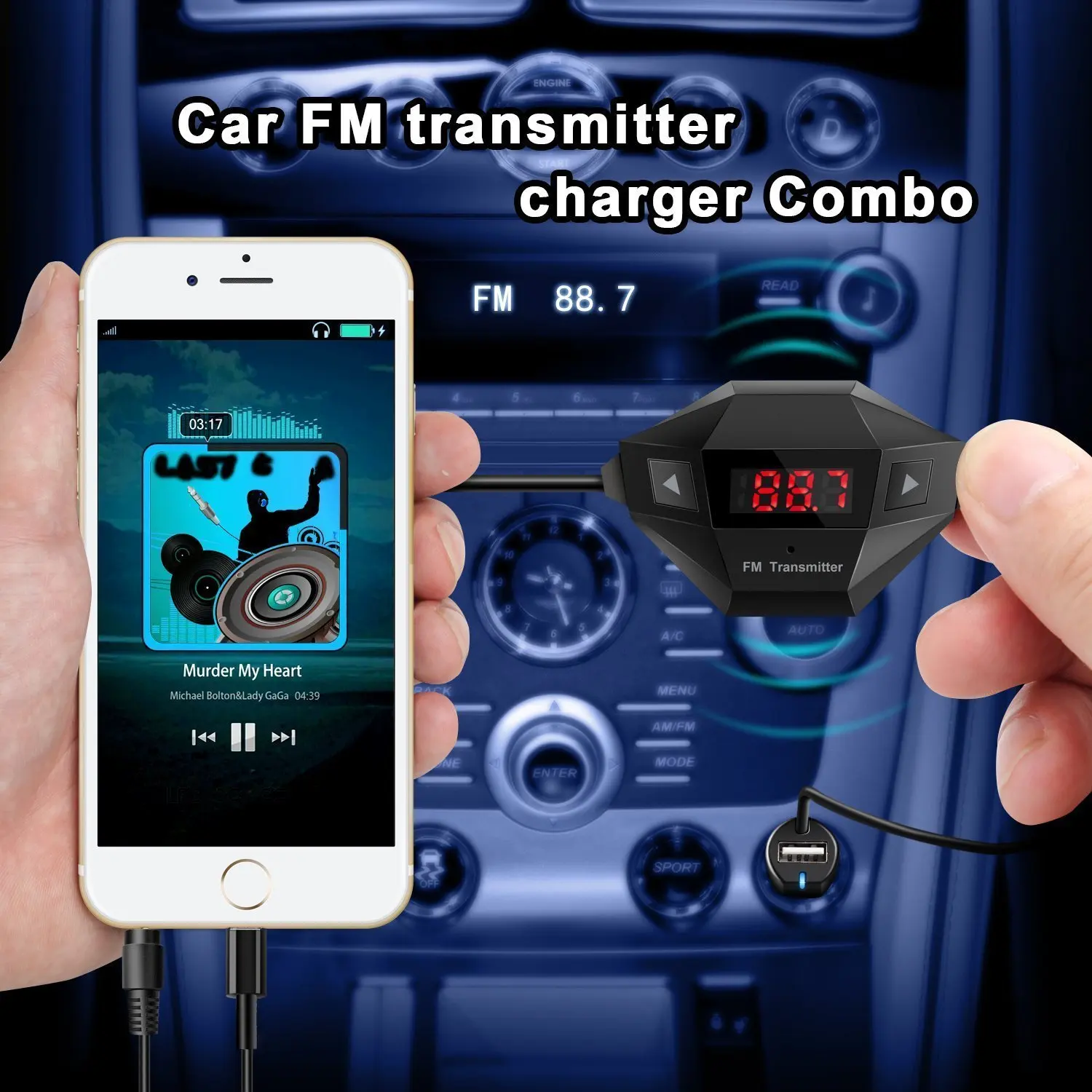 Автомобильный комплект зарядное устройство микрофон FM передатчик аудио