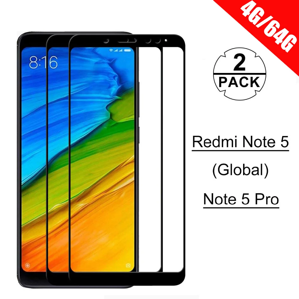 [2 упак.] HD Экран закаленное защитное стекло на Xiaomi Redmi Note 5 (Глобальный) Pro протектор