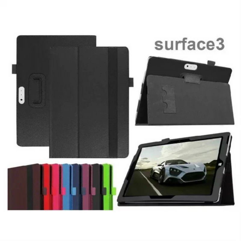 

For Microsoft Surface 3 10.8" Litchi Folio Flip Stand PU Leather Cover Case