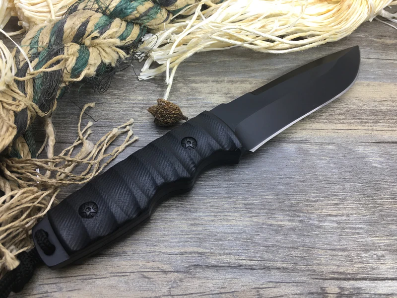 Полный Тан фиксированным лезвием нож, 440A стальной открытый тактический нож, выживания Джунгли ножи, пользовательские охотничий кемпинг спасательный нож