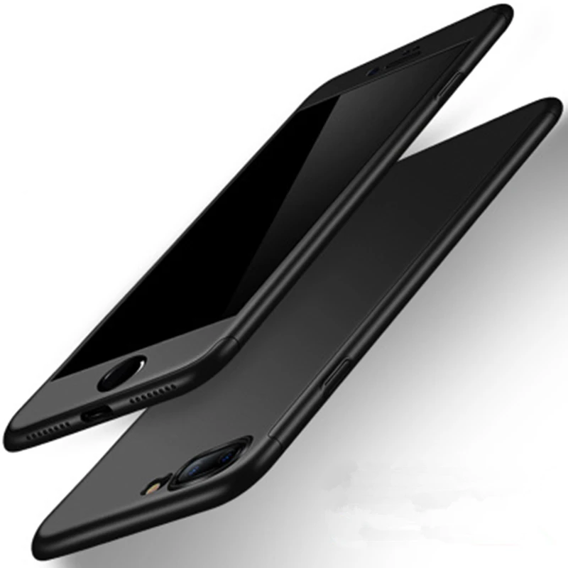 360 градусов полный чехол для телефона для iPhone 11 Pro Max X Xs Xr 7 8 Plus с закаленным стеклом Чехол Жесткий PC Shell 6 6S Plus X Capa - Цвет: Black