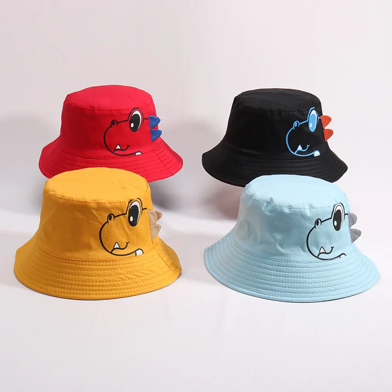 Dinosaur Baby Hat Cotton Double-sided Bucket Hat Baby Spring Autumn Cap Kids Hats Toddler Baby Accessories 1PC