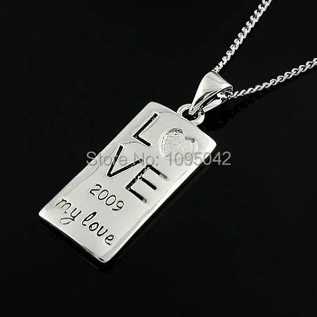 Free shipping!!!Zinc Alloy Jewelry Necklace Lucky with brass chain Rectangle platinum plated | Украшения и аксессуары