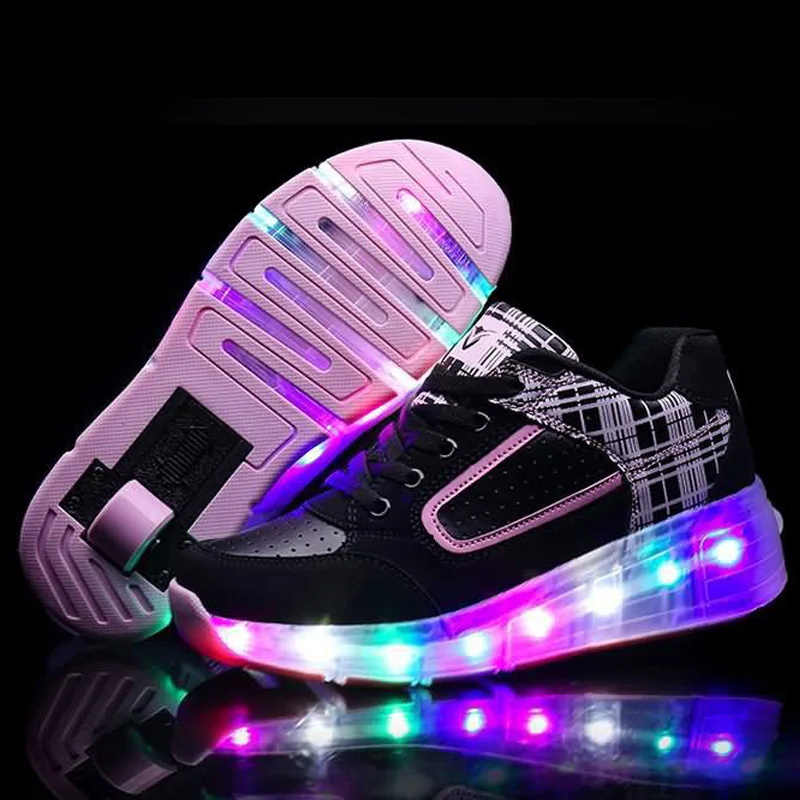 

Size27-40 //shoe led children's glowing kids shoes skate wheels with led light up for girls&boys Luminous sneakers rollers