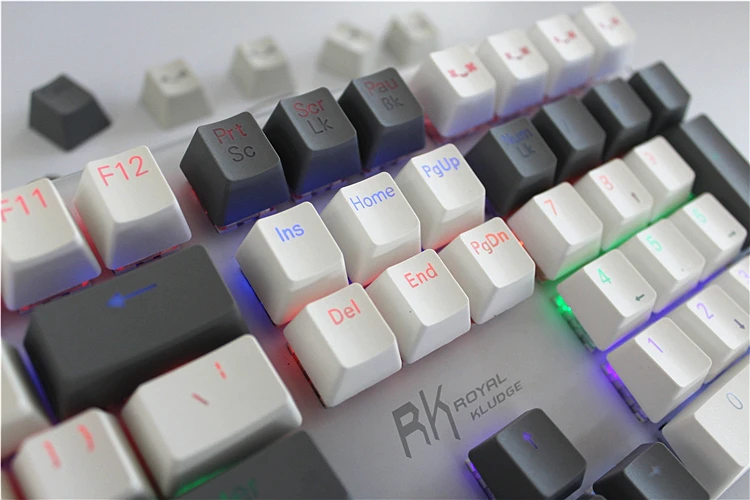 Переключатель MP Cherry MX 108/87 клавиш PBT с подсветкой двойной белый и серый ретро