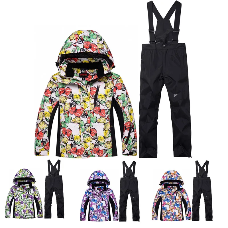 

Children Snow suit Coats Ski suit sets outdoor Gilr/Boy snowboarding clothing waterproof thermal Winter jacket +bib pants
