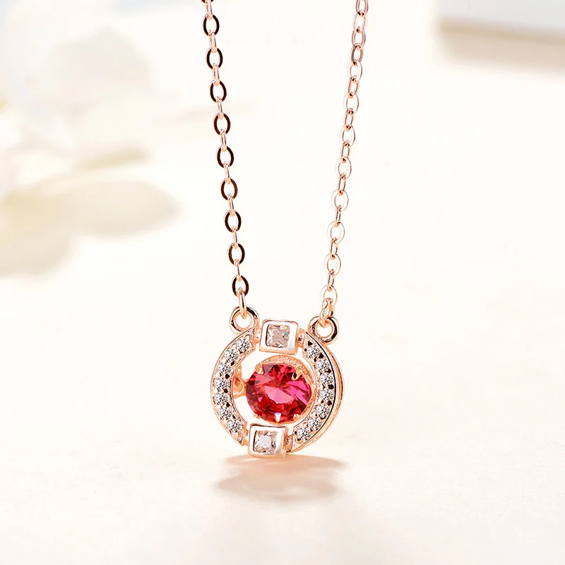 Beating Heart Round Zircon Pendant Necklace for Women Rhinestone Pendants Necklaces Jewelry For Girls Accessories Dropshipping