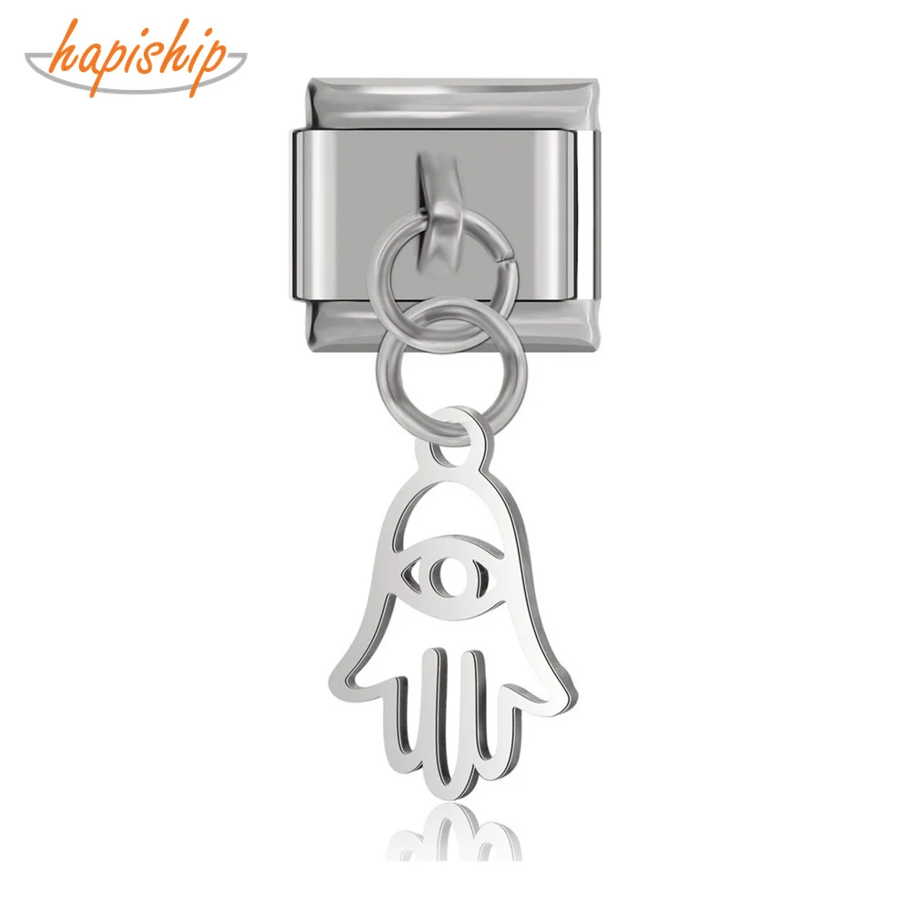 

Hapiship 9mm Width Original Daisy Cutting Polishing Eye Hand Italian Charm Fit 9mm Bracelet Stainless Steel Jewelry Making DJ103