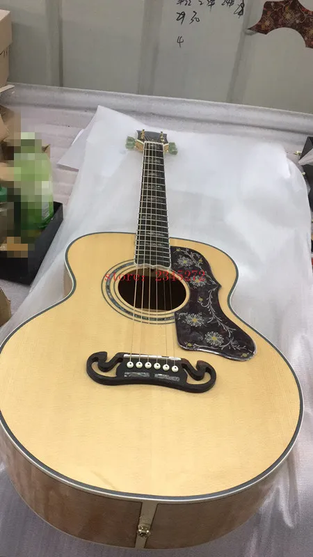 

In stock +Chinese factory+ High quality 38 inch J200 Parlor + solid spruce top + flame maple sides + back + free shipping