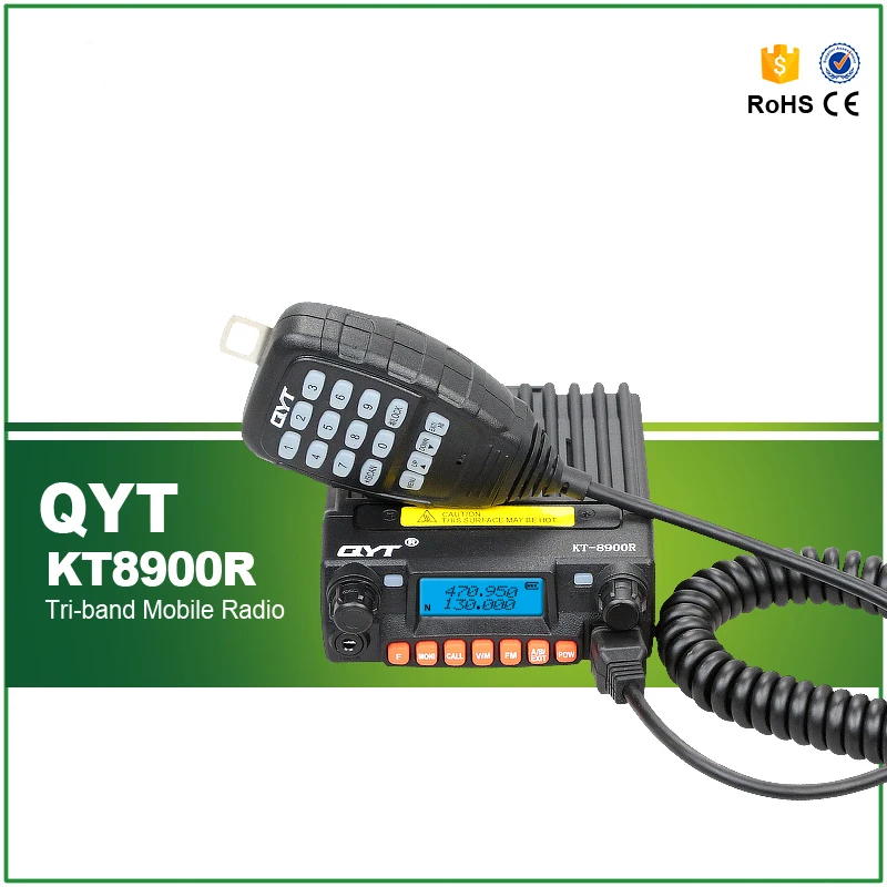 

Mini Mobile Radio Transceiver QYT KT-8900R Tri-band 136-174/240-260/400-480MHz Car Two Way Radio Station with Cable and Software