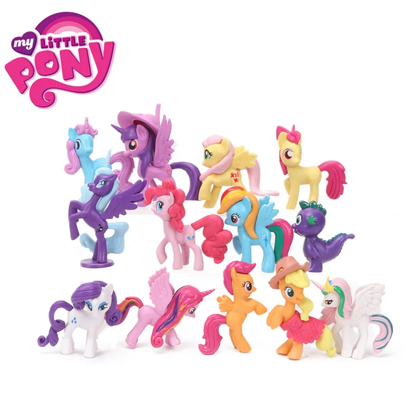 Игрушки My Little Pony, 13 шт., 5,5-8 см, пони, ПВХ, фигурки, радуга, тире, сумеречные Искорки, дракон, принцесса, Селестия, куклы