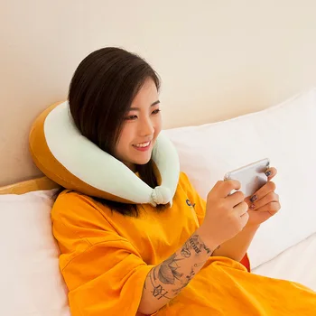 

Lovely Pink Fruit Cotton Plush U Shape Neck Pillow Travel Car Home Pillow Nap Cartoon U Shape Pillow for Flight Plane Travel