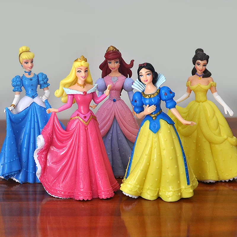 

5pcs/lot Cinderella Snow White Belle Sleeping Beauty Princess Doll Ornaments Decorations Action Figures Toys
