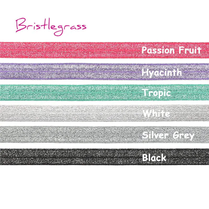 BRISTLEGRASS 12 ярдов 5/8 &quot15 мм Серебристые блестящие складные эластичные ленты из