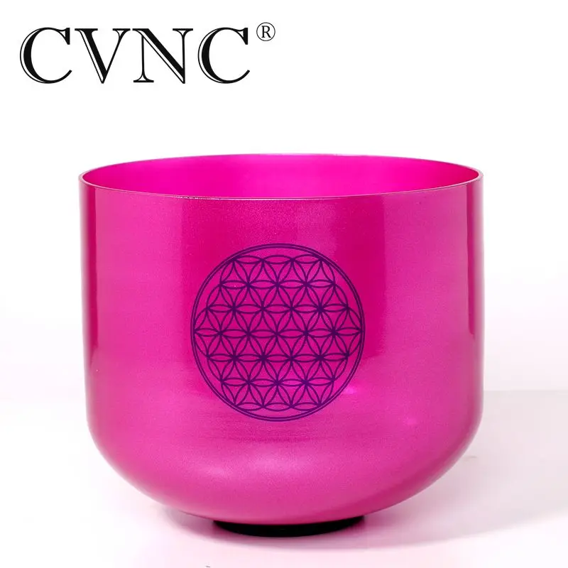 

CVNC Flower of Life 7" Note B Crown chakra Purple Clear crystal singing bowl with Flower of life