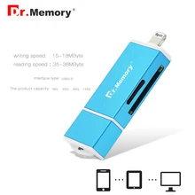 Dr. Memory 3 в 1 Lightning/Micro USB/USB 2,0 считыватель карт памяти для iphone 6s 7 plus Металл для Android OTG Micro SD кардридер