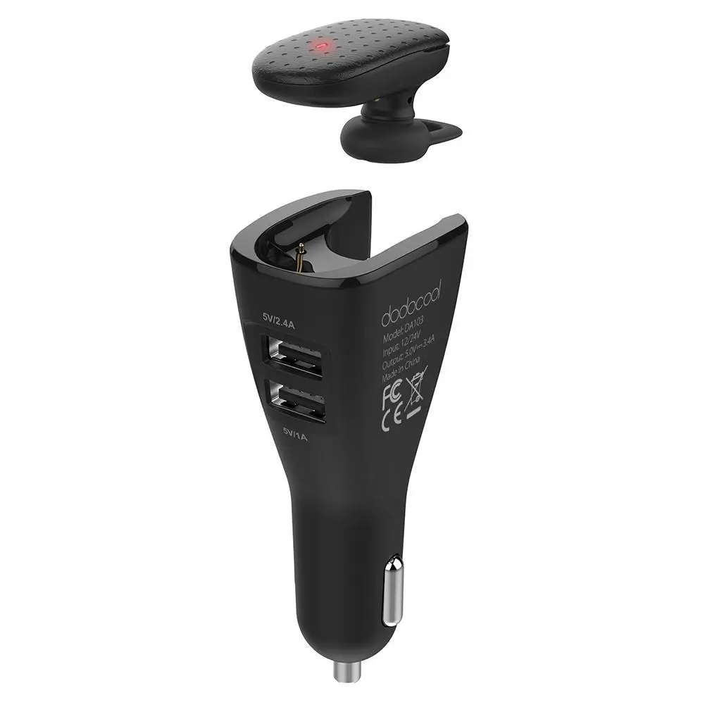 

2in1 Wireless Earbud Dual USB Car Charger with Approx. 1.34oz / 38g DC 12V/24V Built-in HD Mic Handsfree Earbud