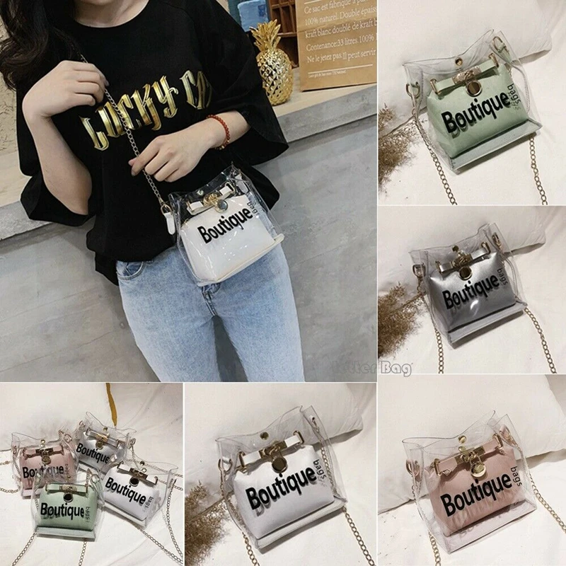 New Women Bags PVC+PU Leather Shoulder Handbag Tote Messenger Chain Hobo Satchel Bag Cross Body