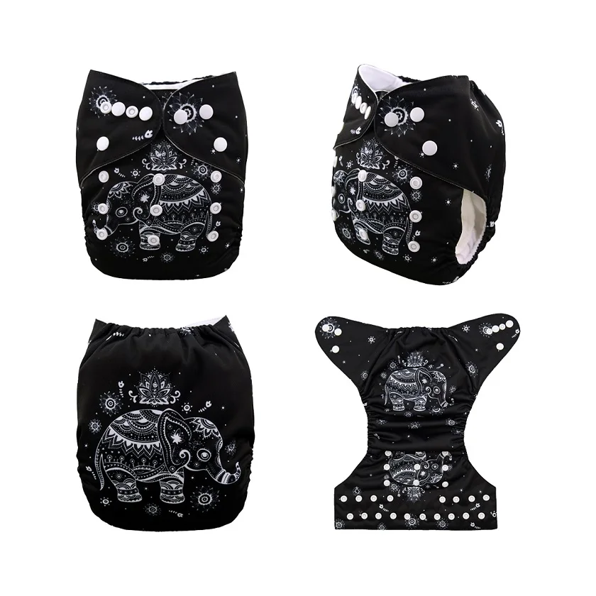 

(20 pieces/lot) ALVA 2019 Digital Position Printing Reusable Pocket One Size Cloth Diapers