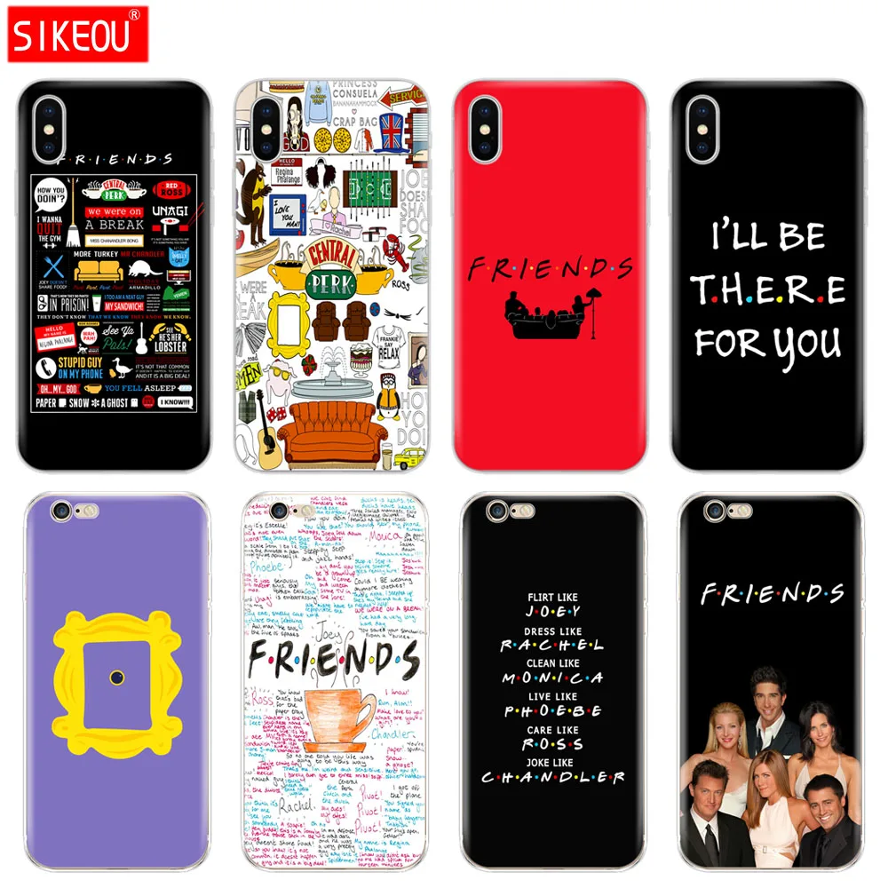 Силиконовый чехол для телефона Iphone 6X8 7 6s 5 5s SE 2020 Plus 10 XR XS MAX 11 pro бампер друзья ТВ